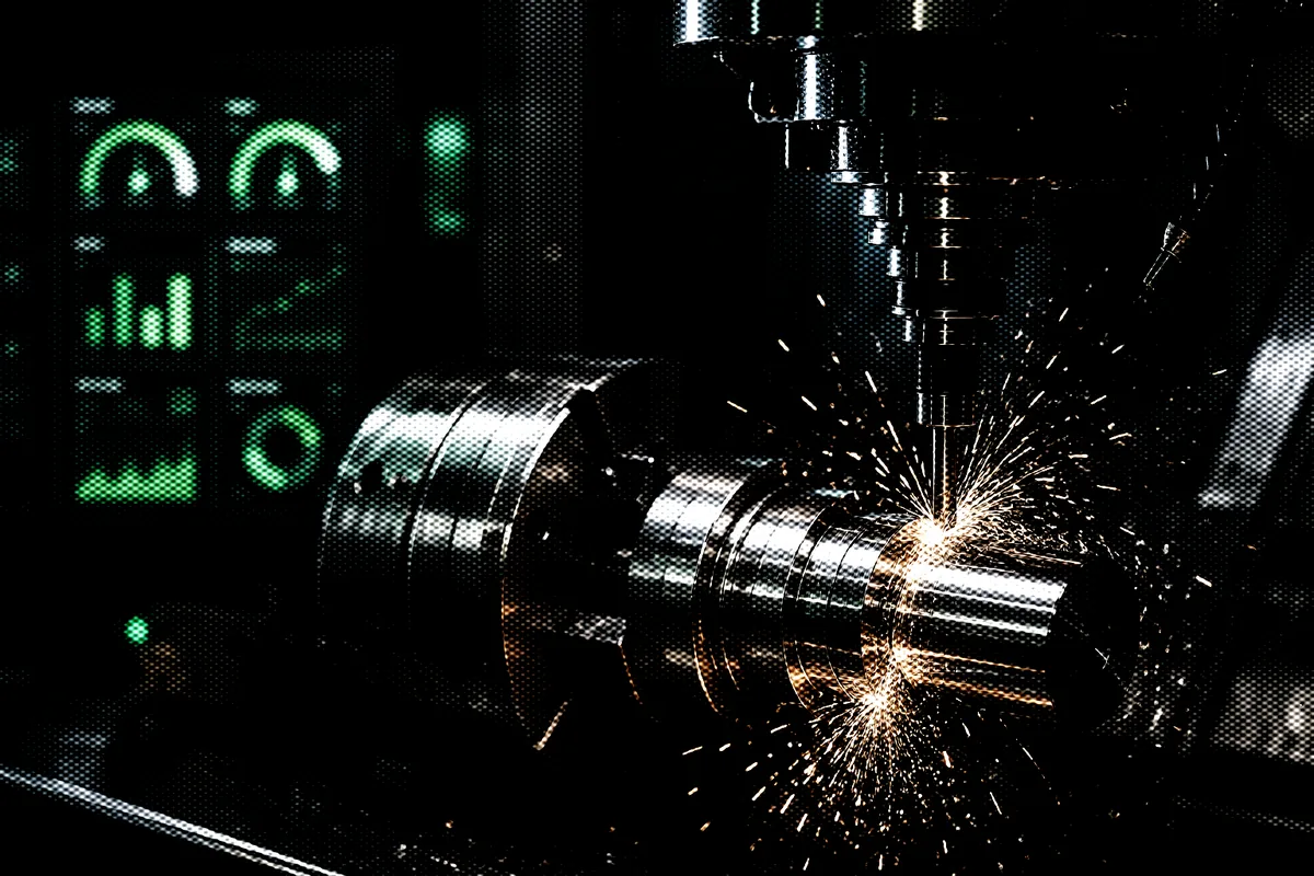 Maquinaria industrial de un taller en funcionamiento