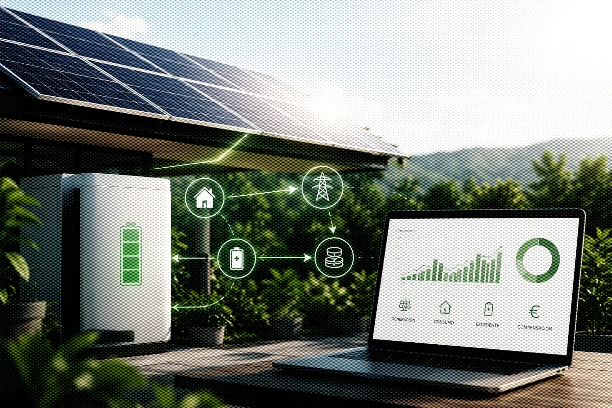 Instalación solar con batería y seguimiento de excedentes